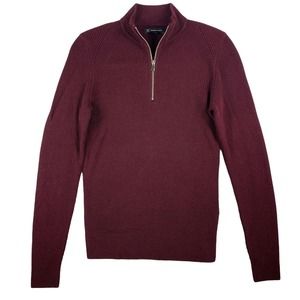 INC Mens Sweater Port Red Size Small S Quarter-Zip textured Pullover